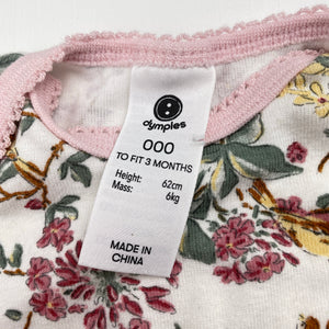 Girls Dymples, soft feel floral cotton bodysuit / romper, EUC, size 000,  