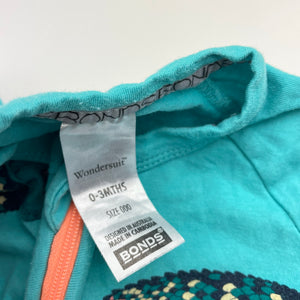 Unisex Bonds, zip Wondersuit / zippy / romper, GUC, size 000,  