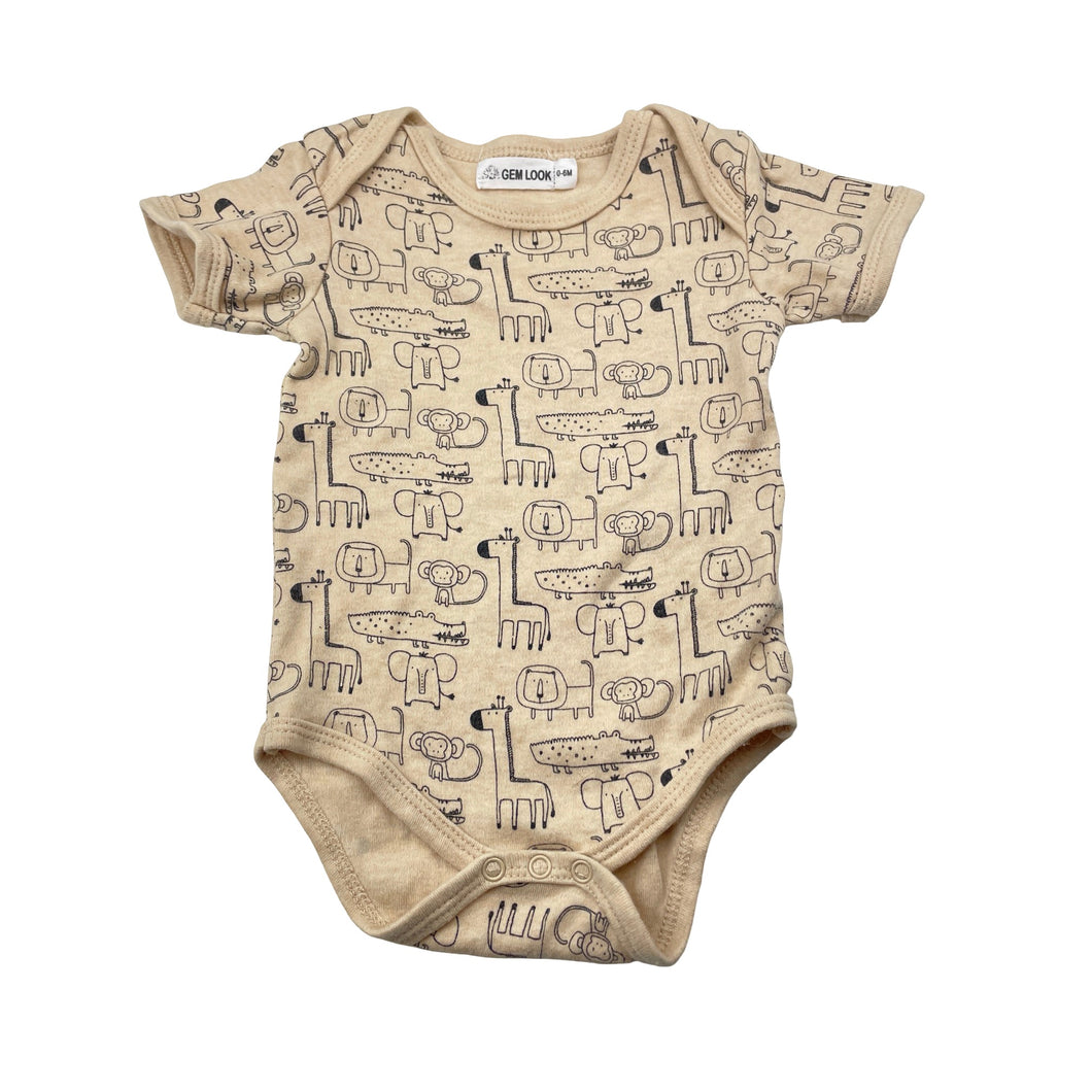 Unisex GEM LOOK, soft feel organic cotton bodysuit / romper, EUC, size 000-00,  