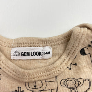 Unisex GEM LOOK, soft feel organic cotton bodysuit / romper, EUC, size 000-00,  