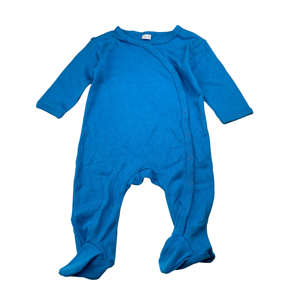 Unisex blue, soft feel coverall / romper, GUC, size 000,  