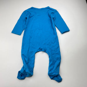 Unisex blue, soft feel coverall / romper, GUC, size 000,  