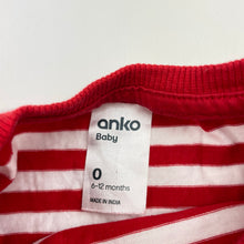 Load image into Gallery viewer, Unisex Anko, red &amp; white stripe cotton tee / top, GUC, size 0,  