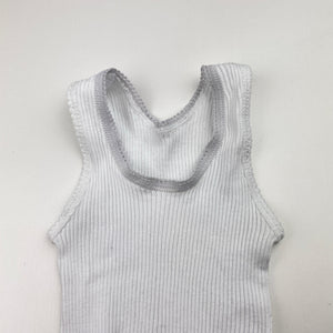 Unisex Bonds, white ribbed cotton singlet top, GUC, size 0000,  