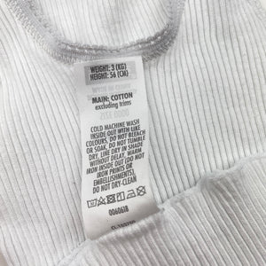 Unisex Bonds, white ribbed cotton singlet top, GUC, size 0000,  