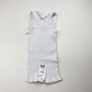 Unisex Bonds, white ribbed cotton singlet top, GUC, size 0000,  