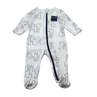 Unisex Baby Berry, cotton zip coverall / romper, rabbits, FUC, size 000,  