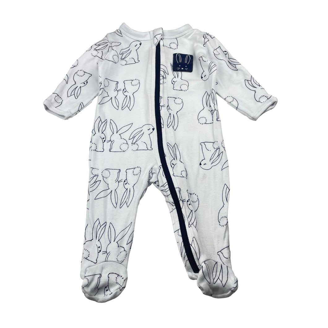 Unisex Baby Berry, cotton zip coverall / romper, rabbits, FUC, size 000,  