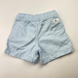 Unisex Country Road, blue cotton / linen shorts, elasticated, EUC, size 00,  