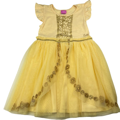 Girls Disney, Princess Belle cotton & tulle party dress / costume, GUC, size 6, L: 60cm