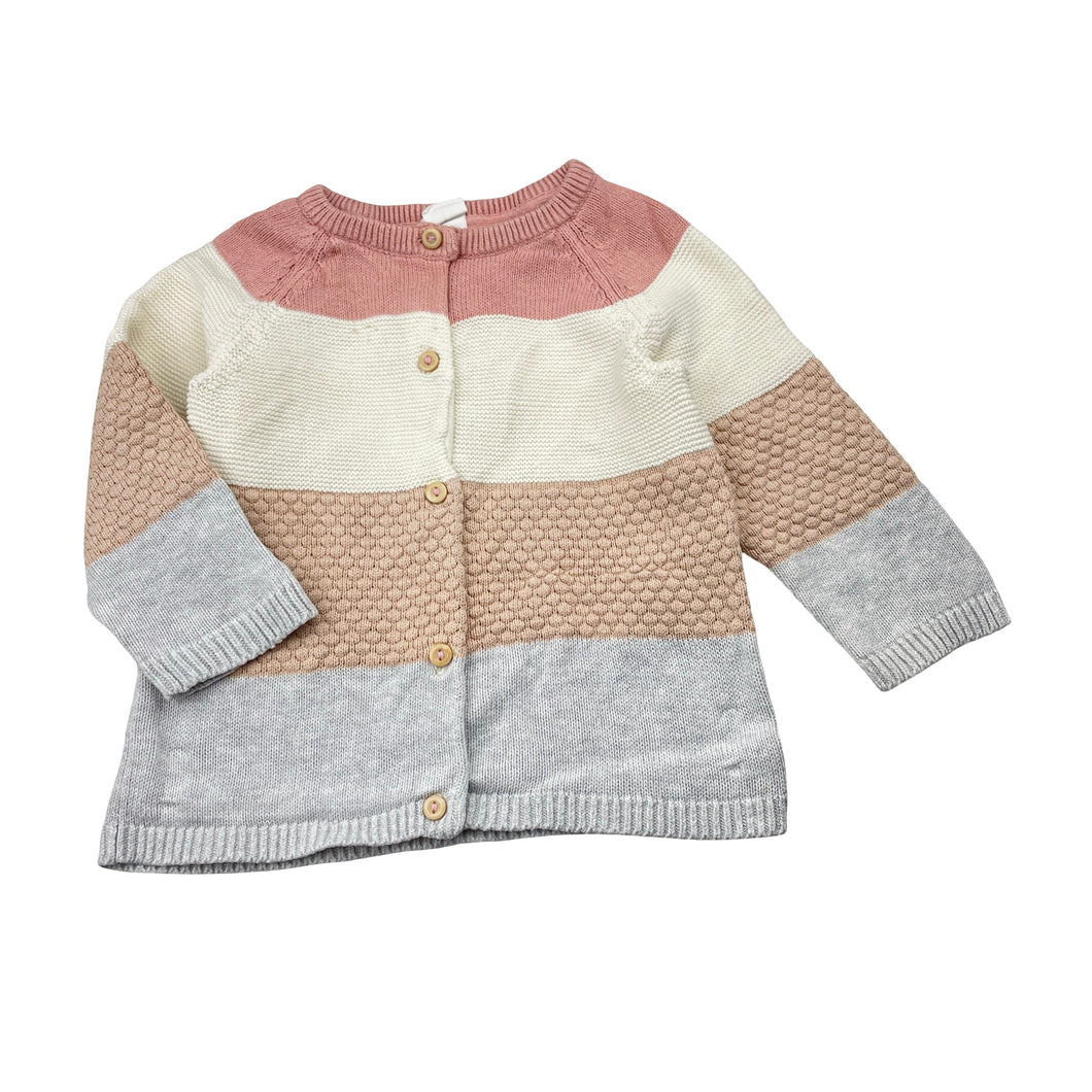 Girls H&M, knitted cotton cardigan / sweater, small marks chest, FUC, size 1,  