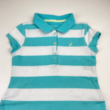 Load image into Gallery viewer, Girls NAUTICA, striped cotton polo dress, light marks chest &amp; skirt, FUC, size 5, L: 52cm