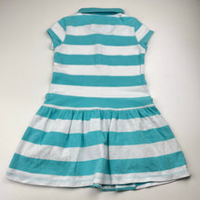 Load image into Gallery viewer, Girls NAUTICA, striped cotton polo dress, light marks chest &amp; skirt, FUC, size 5, L: 52cm