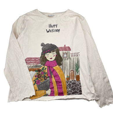 Girls Zara, cotton long sleeve tee / top, EUC, size 11-12,  