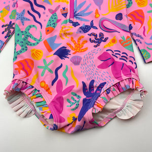 Girls Ellie Whittaker , x B&L, coulourful long sleeve swim one-piece, EUC, size 0,  