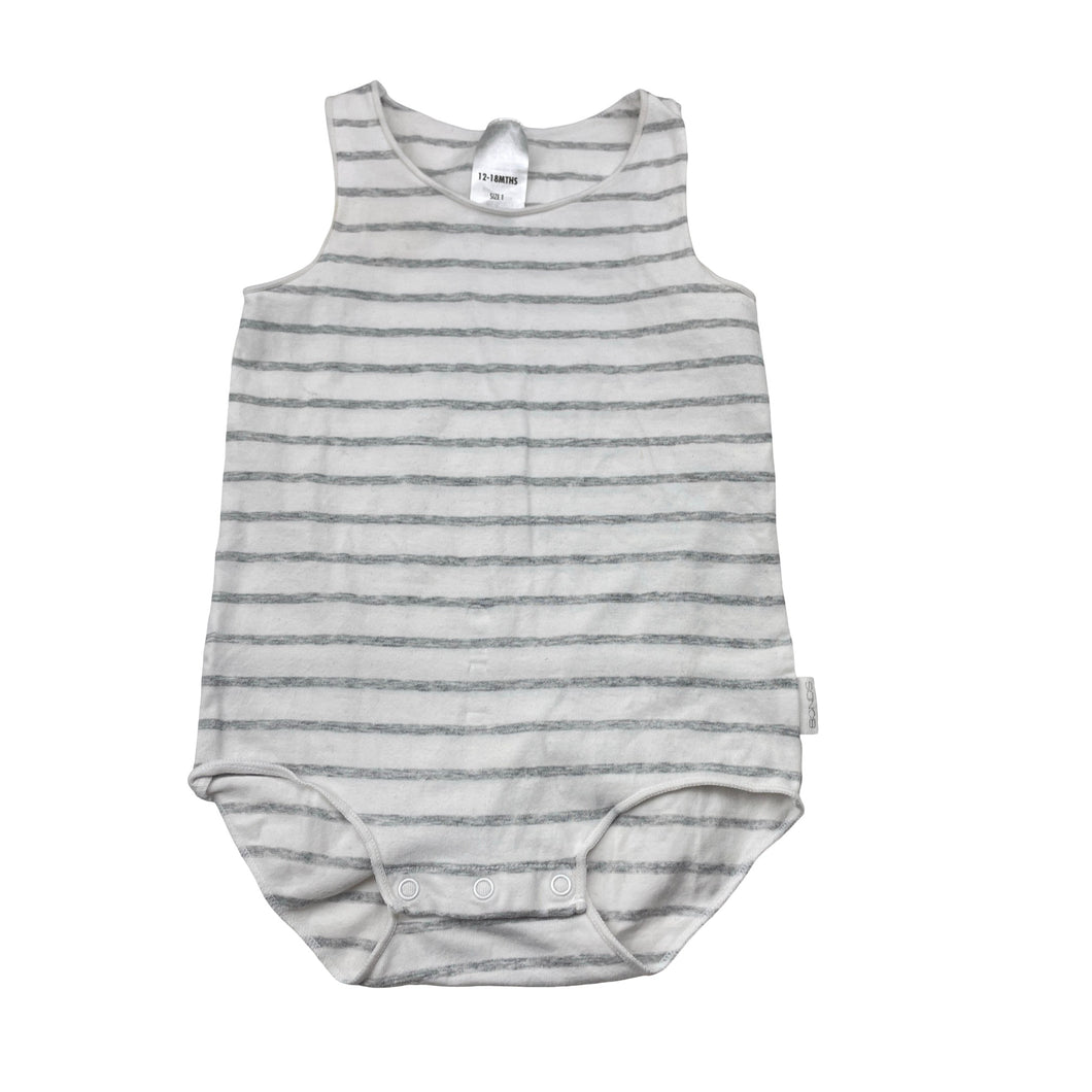 Unisex Bonds, striped stretchy singletsuit / romper, GUC, size 1,  