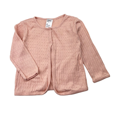 Girls Anko, pink pointelle cotton long sleeve top, EUC, size 0,  