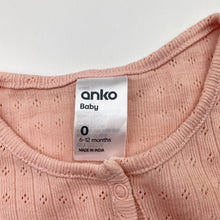 Load image into Gallery viewer, Girls Anko, pink pointelle cotton long sleeve top, EUC, size 0,  