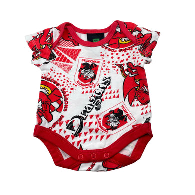 Unisex NRL SUPPORTER, St George Dragons cotton bodysuit / romper, FUC, size 0000,  