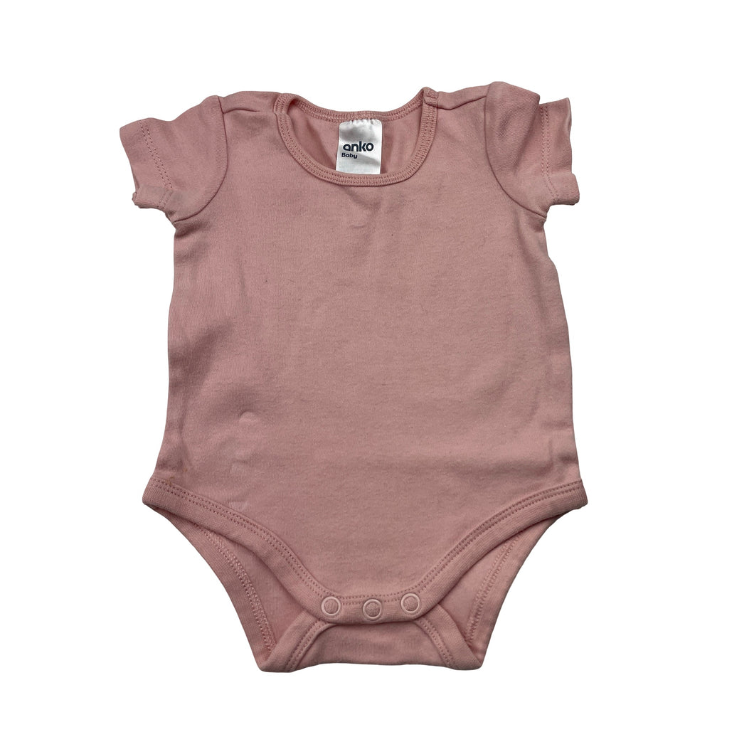 Girls Anko, pink cotton bodysuit / romper, GUC, size 000,  