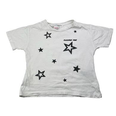 Girls Zara, white cotton tee / top, stars, FUC, size 1,  
