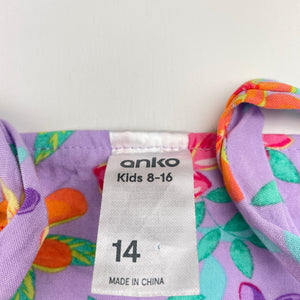 Girls Anko, floral viscose summer dress, GUC, size 14, L: 77cm