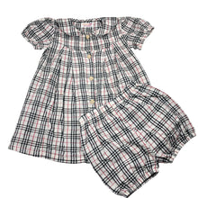 Load image into Gallery viewer, Girls bumblebee, checked lightweight cotton dress &amp; bloomers, FUC, size 1, L: 43cm