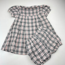 Load image into Gallery viewer, Girls bumblebee, checked lightweight cotton dress &amp; bloomers, FUC, size 1, L: 43cm