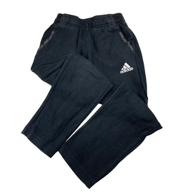 Unisex Adidas, black cotton track pants, elasticated, inside leg: 50cm, wash fade, FUC, size 7-8,  