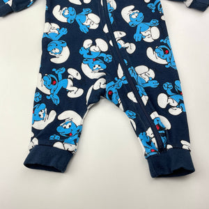 Unisex The Smurfs, cotton zip coverall / romper, FUC, size 0000,  