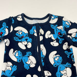 Unisex The Smurfs, cotton zip coverall / romper, FUC, size 0000,  