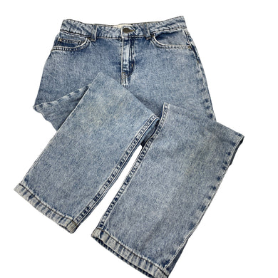 Unisex Cotton On, blue denim jeans adjustable, inside leg: 50cm, marks on knees, FUC, size 8,  