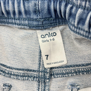 Girls Anko, stretch knit denim pants, elasticated, inside leg: 46cm, FUC, size 7,  