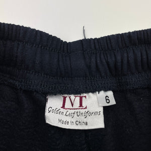 Unisex Golden Leaf Uniforms, navy fleece-lined school track pants, inside leg: 47cm, GUC, size 6,  