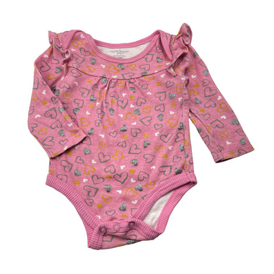 Girls Nanette Lepore, cotton bodysuit / romper, hearts, GUC, size 00,  