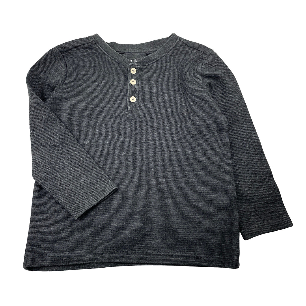 Boys Anko, grey long sleeve Henley top, EUC, size 4,  