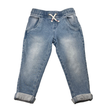 Girls Anko, stretch knit denim pants, elasticated, inside leg: 31cm, GUC, size 3,  