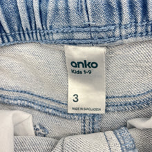 Load image into Gallery viewer, Girls Anko, stretch knit denim pants, elasticated, inside leg: 31cm, GUC, size 3,  