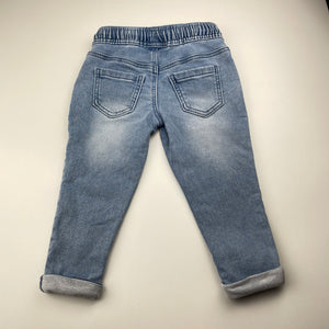 Girls Anko, stretch knit denim pants, elasticated, inside leg: 31cm, GUC, size 3,  