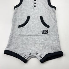 Load image into Gallery viewer, Boys Baby Baby, grey &amp; black hooded romper, GUC, size 0,  