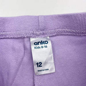 Girls Anko, purple ribbed stretchy bike shorts, GUC, size 12,  
