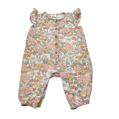 Girls Target, floral organic cotton blend romper, FUC, size 00,  