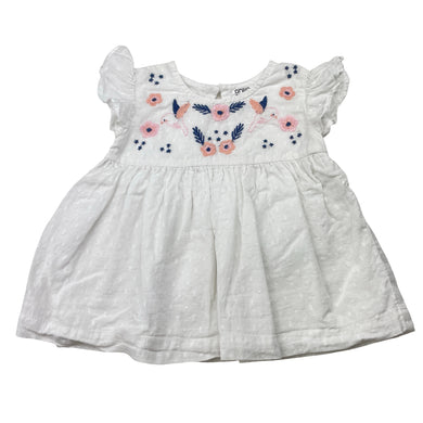 Girls Anko, embroidered cotton dress, GUC, size 000, L: 29cm