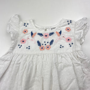 Girls Anko, embroidered cotton dress, GUC, size 000, L: 29cm