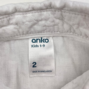 Boys Anko, white linen / cotton short sleeve shirt, GUC, size 2,  