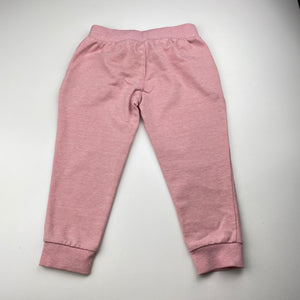 Girls H&T, pink track pants, sequin stars, inside leg: 33cm, GUC, size 2,  