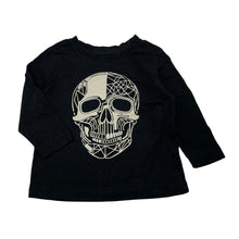Load image into Gallery viewer, Boys Favourites, black cotton long sleeve tee / top, skull, GUC, size 2,  