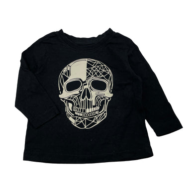 Boys Favourites, black cotton long sleeve tee / top, skull, GUC, size 2,  