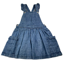 Load image into Gallery viewer, Girls Milkshake, blue denim overalls dress / pinafore, GUC, size 5, L: 56cm