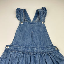 Load image into Gallery viewer, Girls Milkshake, blue denim overalls dress / pinafore, GUC, size 5, L: 56cm